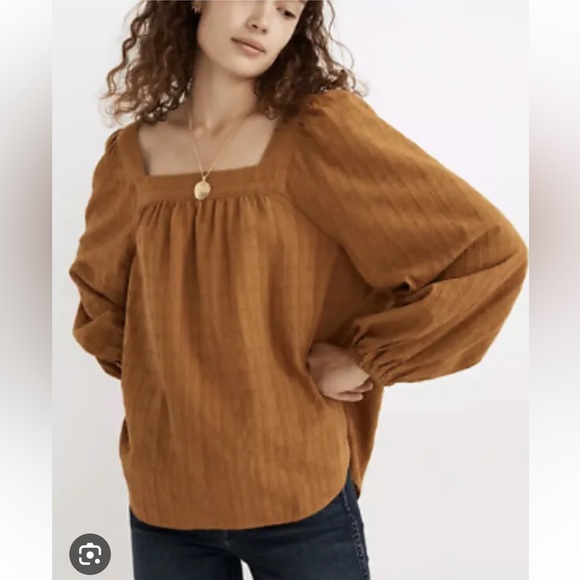 Madewell Women’s Square-Neck Bubble-Sleeve Top in Plaid style #NC817 Size Medium - Picture 2 of 11